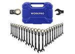 Juego de llaves de trinquete Workpro de 22 piezas, cabezal flexible de 180°.