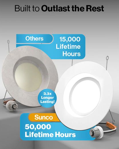 Luces LED empotrada de 5/6", suave,12 PACK, 965 LM SUNCO