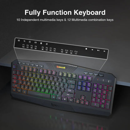 Teclado inalámbrico, Redragon  con retroiluminación LED.