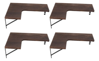 Esquinero Flotante 4 Piezas Madera Oscura con Soportes