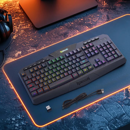 Teclado inalámbrico, Redragon  con retroiluminación LED.