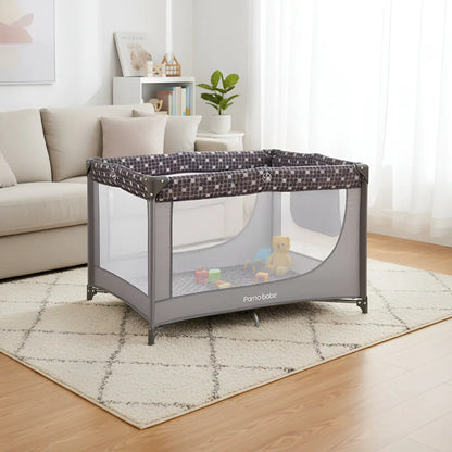 Corral Plegable Para Bebé Con Delgada Colchoneta Gris Café Pamo Babe