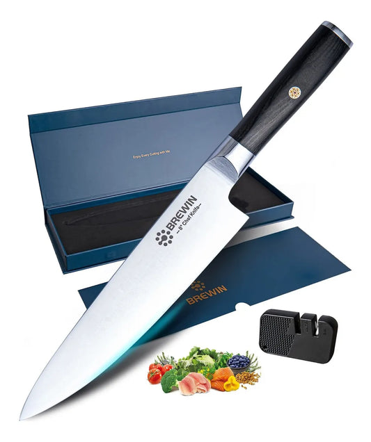 Brewin Cuchillo De Chef Japonés De 8 Pulgadas Con Afilador