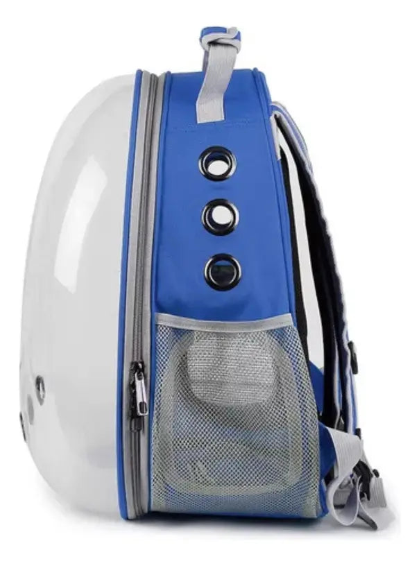 Mochila Transportadora Para Mascotas Cápsula Azul y gris usado