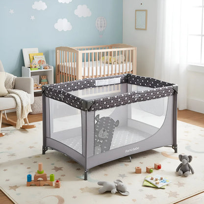 Corral Plegable Para Bebé Con Delgada Colchoneta Gris Café Pamo Babe