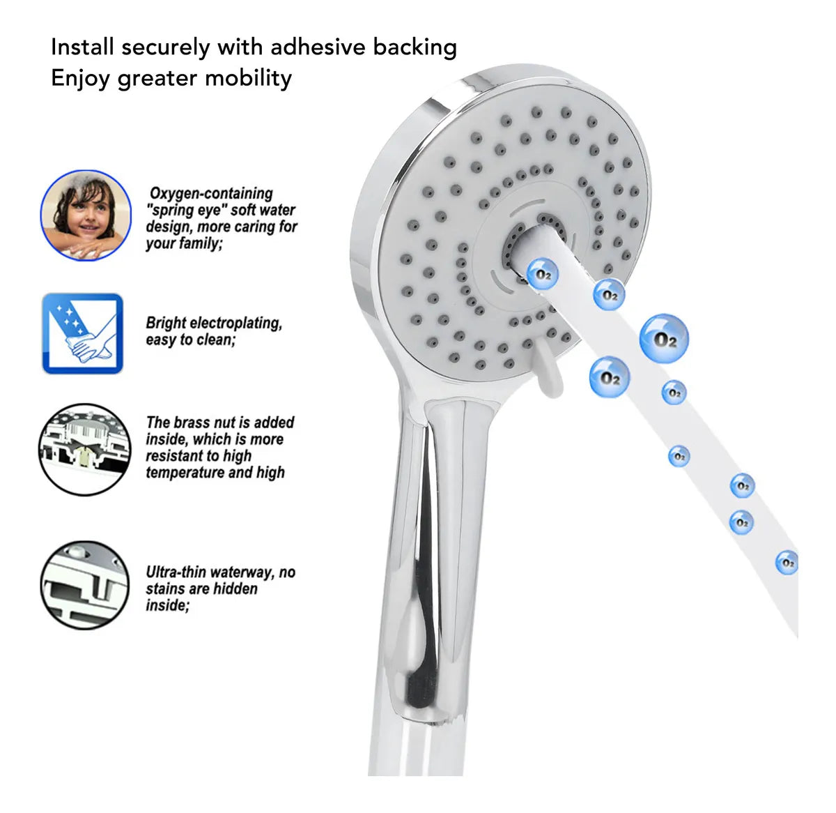 Ducha de ajuste de altura de engranaje con brazo de extencion. DETALLE