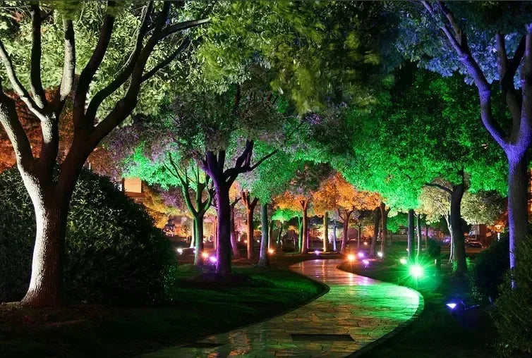 Luz de inundación LED, RGB de 50 W, control remoto, (DETALLE).