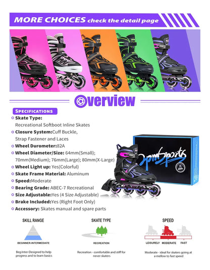 Patines de ruedas en línea ajustables 2PM Sports TALLA M 23-25CM