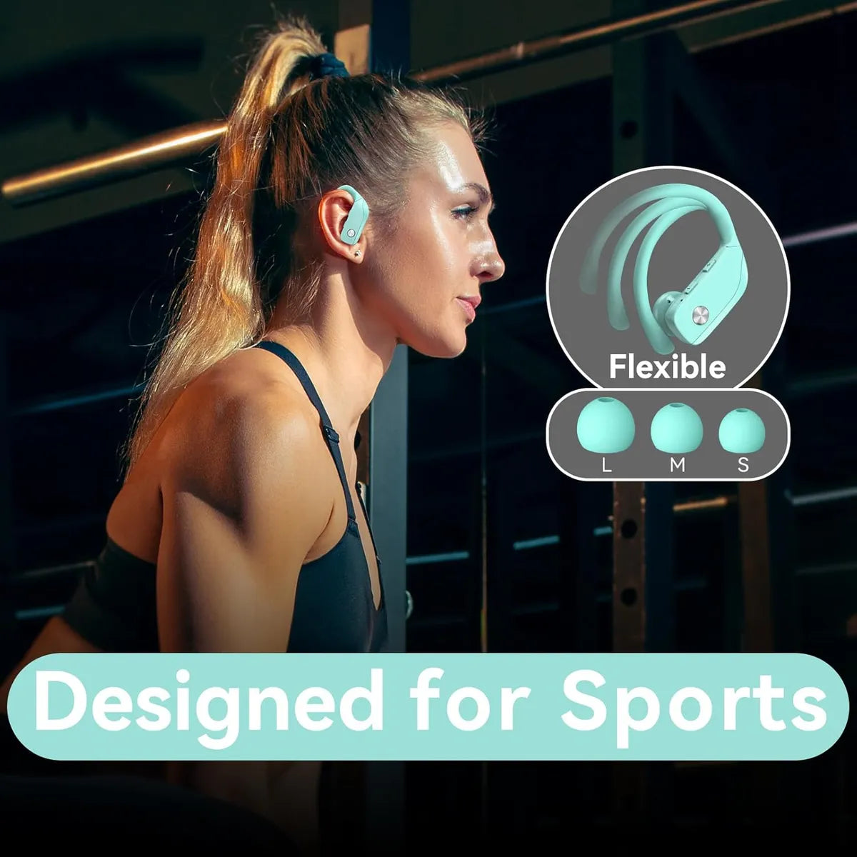 Auriculares inalámbricos Bluetooth BMANI celeste