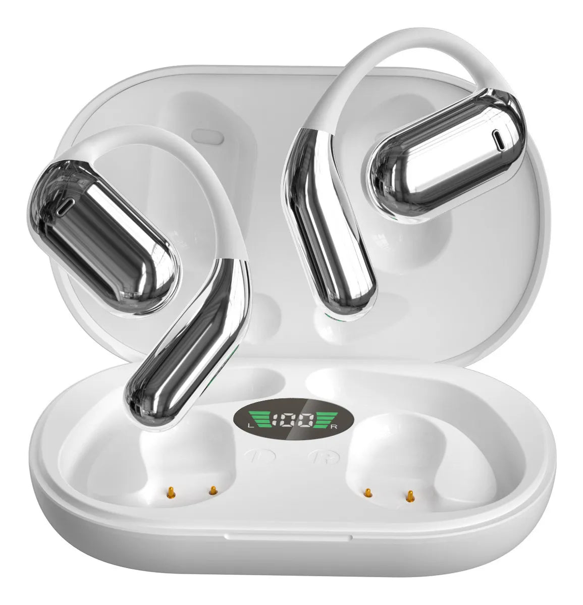 Auriculares Bluetooth 5.4 de Oído Abierto,Manos Libres blancos