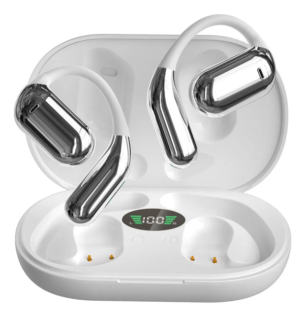 Auriculares Bluetooth 5.4 de Oído Abierto,Manos Libres blancos
