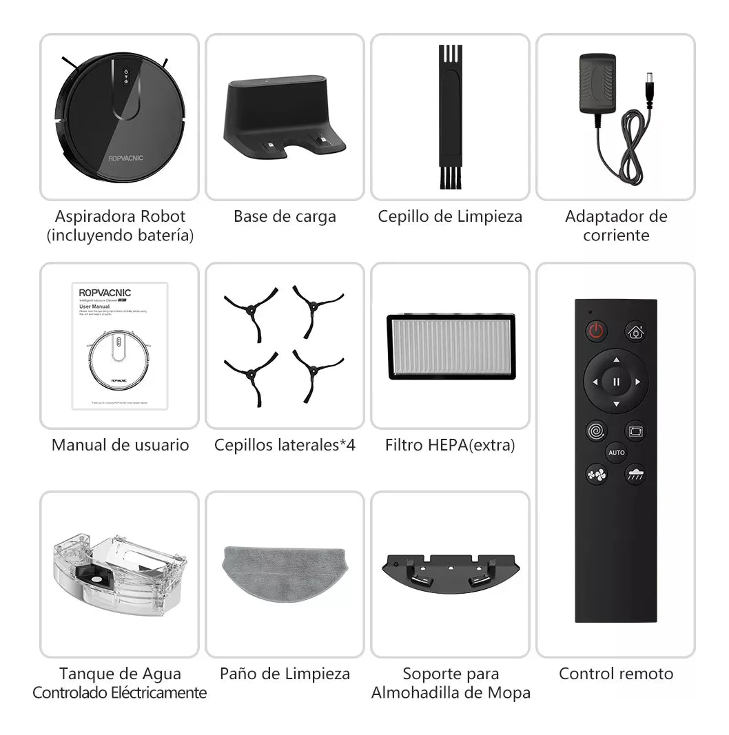 Robot aspirador y fregona, succión de 4000 Pa, (USADO).