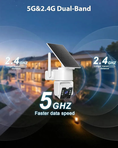 Cámara De Seguridad Inalámbrica Solar Ptz 4mp 360 Para Exter