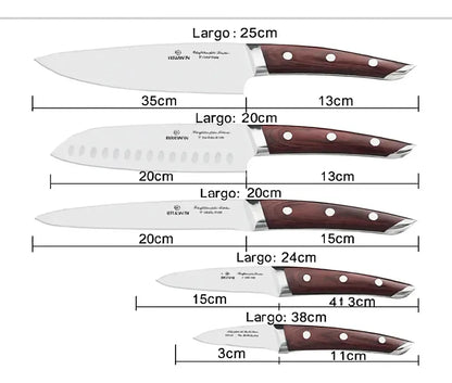 Juego de 5 cuchillos de chef japoneses, Brewin CHEFILOSOPHI