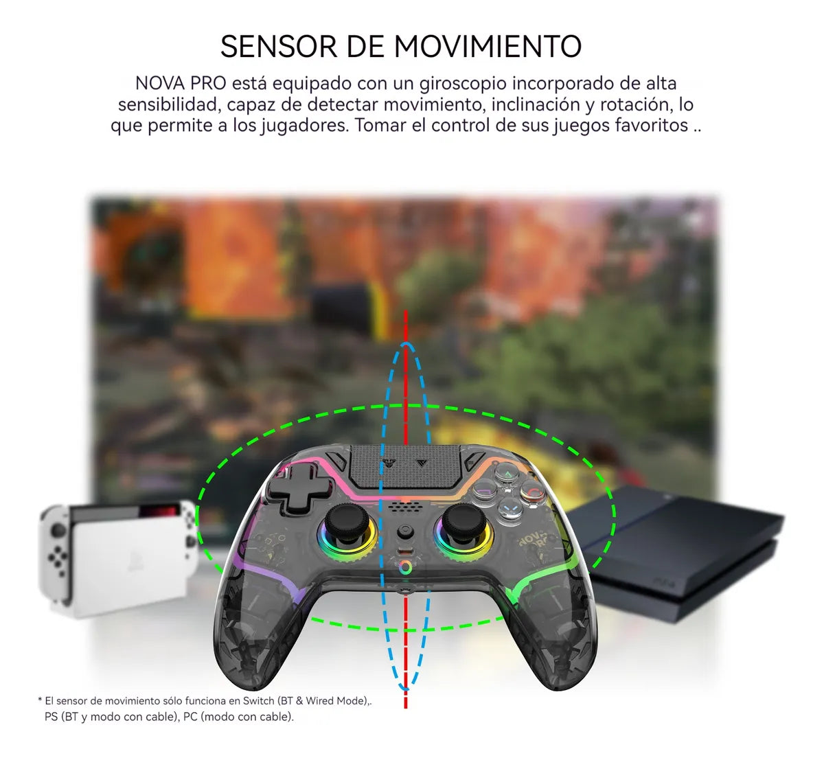 Gamepad inalámbrico NOVA PRO WGP14V2 Atomic negro con luces LED y sticks intercambiables