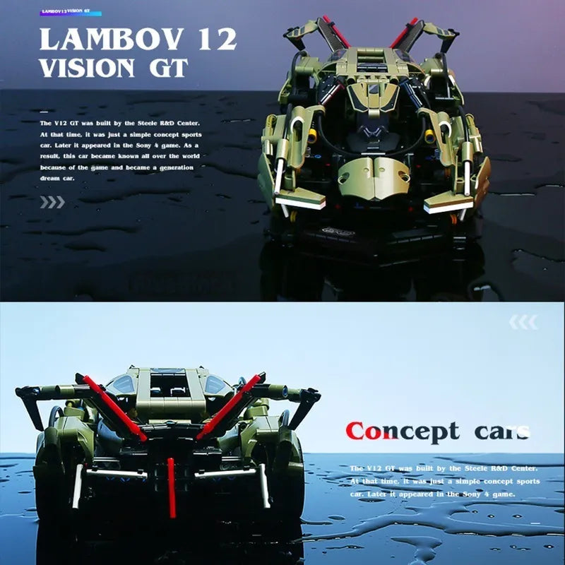 Auto juguete armable Lamborghini V12 Vision Gran Turismo 1:14