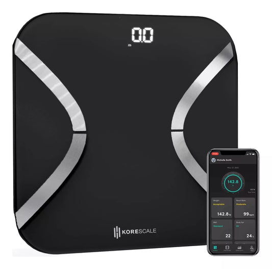 Báscula digital inteligente IMC, grasa corporal, masa muscular y peso . KoreHealth