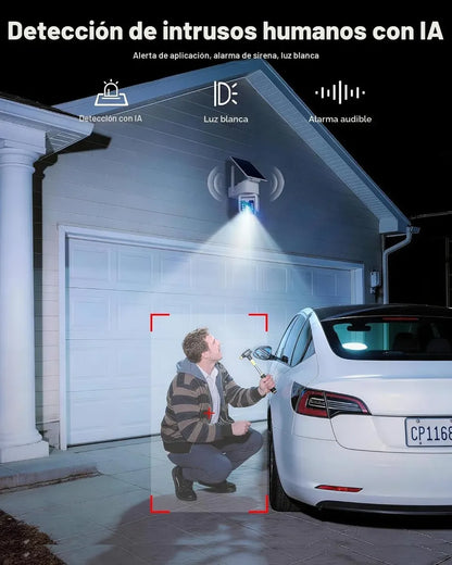 Cámara De Seguridad Inalámbrica Solar Ptz 4mp 360 Para Exter