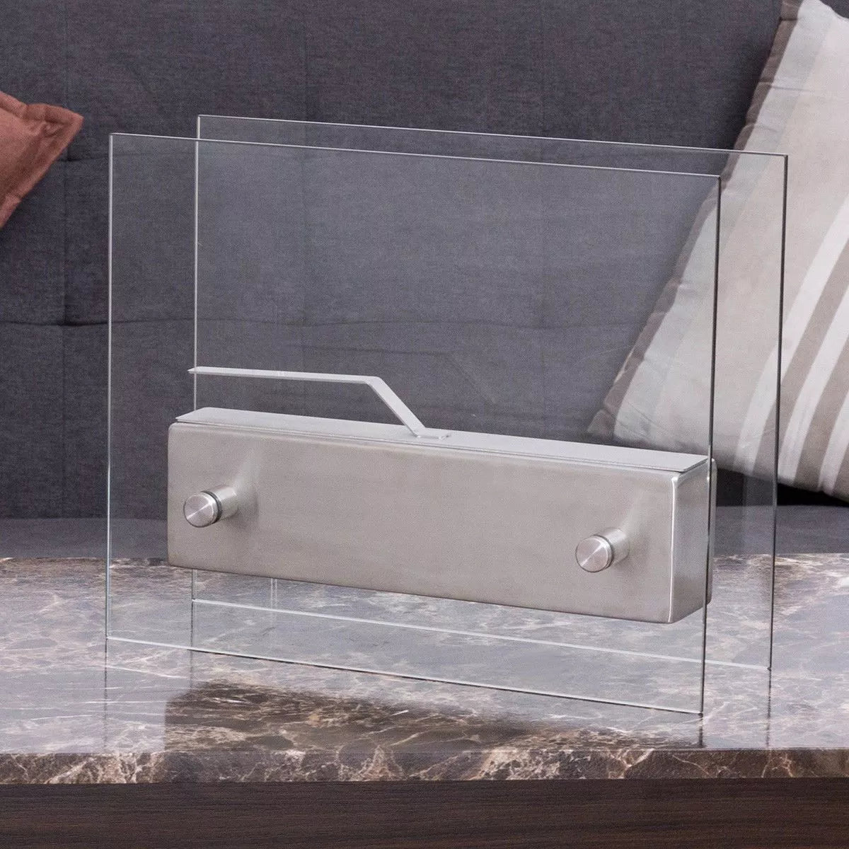 Chimenea Mini  de Bioetanol de cristal y acero para interior. Costway