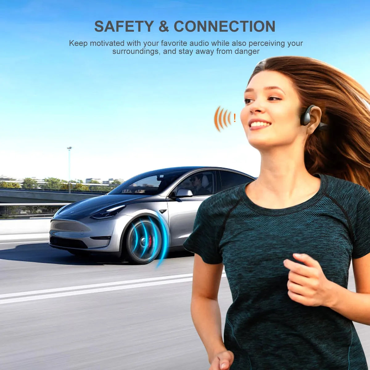 Auriculares de conducción ósea, Bluetooth, IPX6 imperm. (USADO).