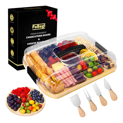 Tabla de charcutería portátil FubeGi con tapa Bamboo Travel