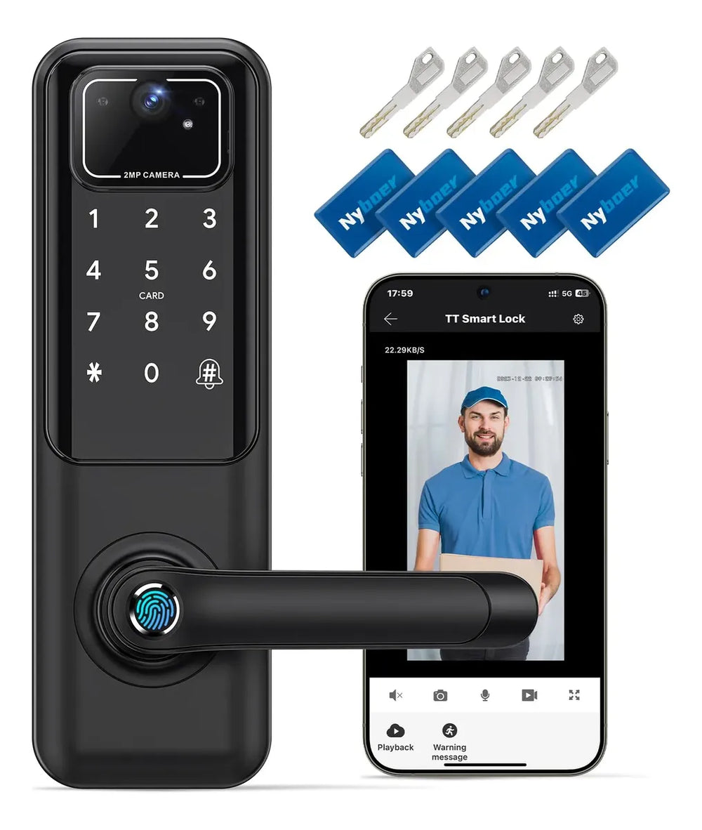 Cerradura Nyboer Inteligente WiFi Huella, Cámara (CON DETALLE)