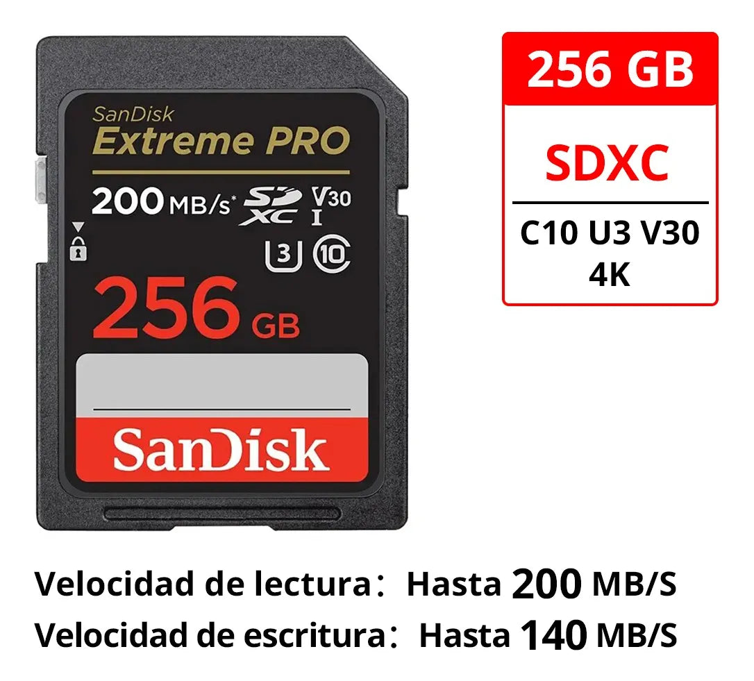 Tarjeta de memoria SanDisk Extreme Pro, 256 GB,  SDXC UHS-I.