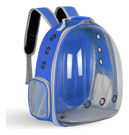 Mochila Transportadora Para Mascotas Cápsula Azul y gris usado