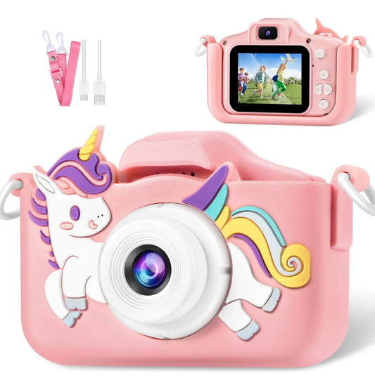 Cámara digital unicornio rosa para niños
