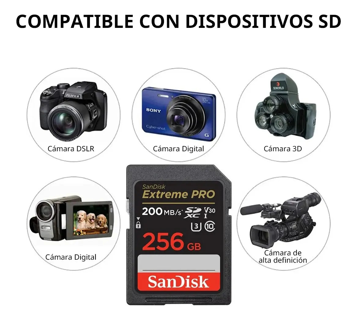 Tarjeta de memoria SanDisk Extreme Pro, 256 GB,  SDXC UHS-I.