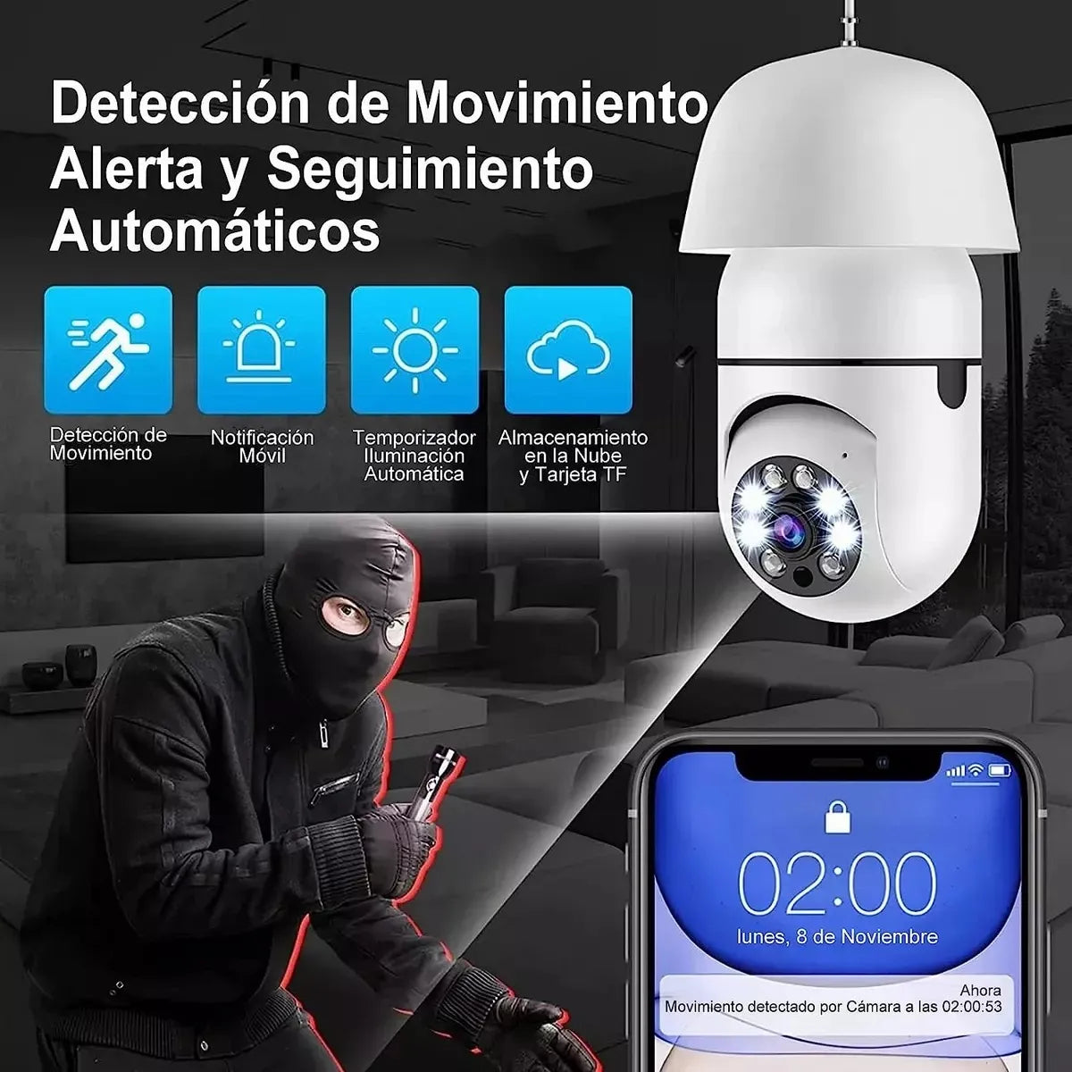 Cámara De Seguridad Foco Wifi video