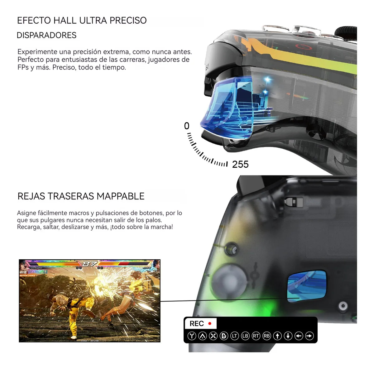 Gamepad inalámbrico NOVA PRO WGP14V2 Atomic negro con luces LED y sticks intercambiables