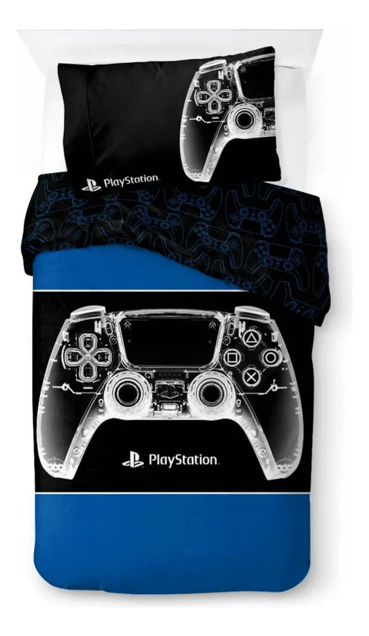 Juego De Cama Reversible Twin, 2 Pzas Gamer PS/ Para Niño.
