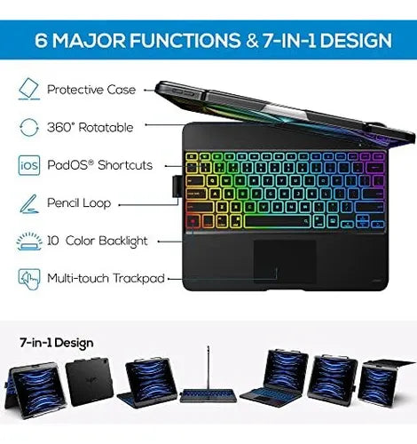 Funda Con Teclado Typecase iPad Pro 12.9 2022 Negro (USADO)