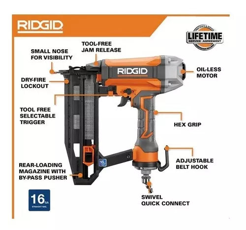 Clavadora neumática de acabado recto USADO RIDGID