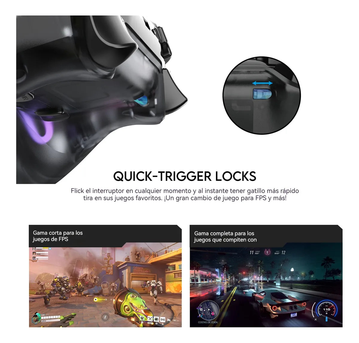 Gamepad inalámbrico NOVA PRO WGP14V2 Atomic negro con luces LED y sticks intercambiables