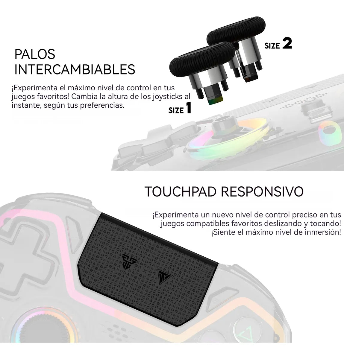 Gamepad inalámbrico NOVA PRO WGP14V2 Atomic negro con luces LED y sticks intercambiables