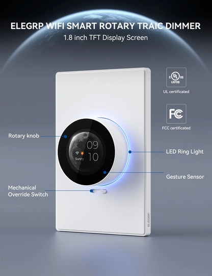 Dimmer Inteligente Giratorio ELEGRP TFT Smart Luz Wi-Fi