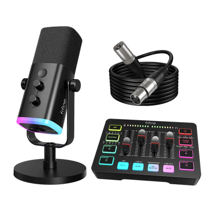 FIFINE AmpliGame KS5 Micrófono AM8 Mezclador SC3 XLR