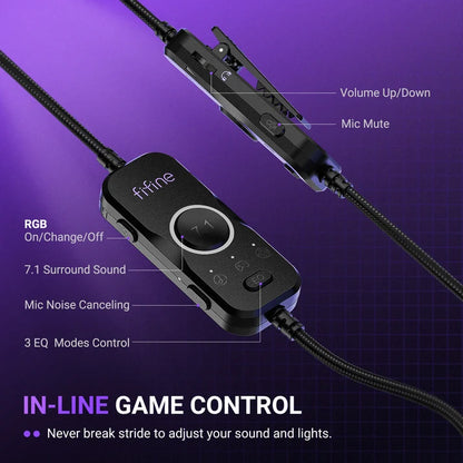 Audífonos Gamer FIFINE AmpliGame H19 RGB Con Cable