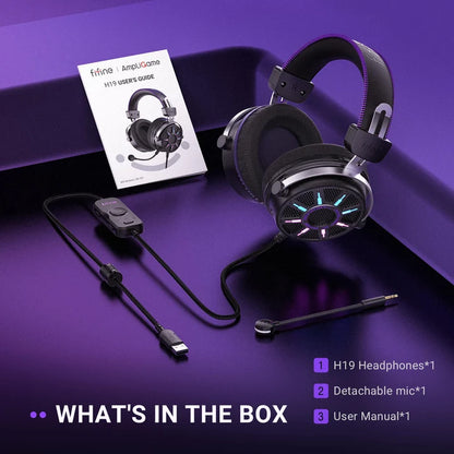 Audífonos Gamer FIFINE AmpliGame H19 RGB Con Cable