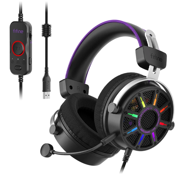 Audífonos Gamer FIFINE AmpliGame H19 RGB Con Cable