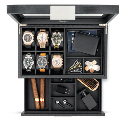 Joyero para hombre Organizador de reloj y accesorios. Con cajón y bandeja de almacenamiento
