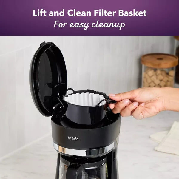 Cafetera Mr. Coffee Switch de 5 tazas, negra, Switch facil on/off.