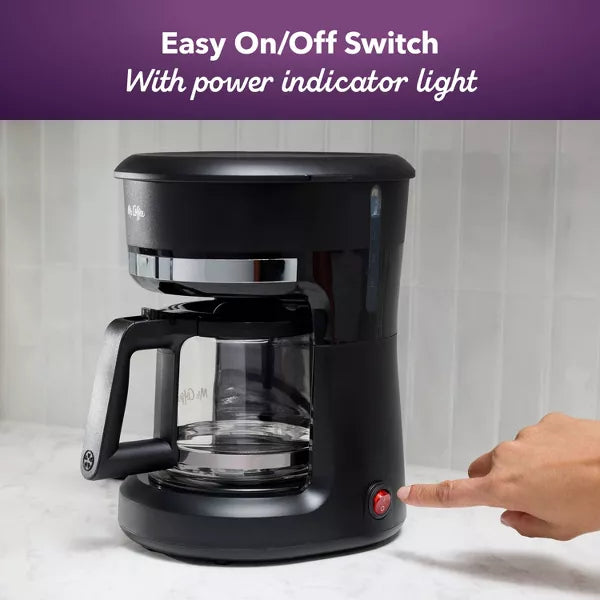 Cafetera Mr. Coffee Switch de 5 tazas, negra, Switch facil on/off.