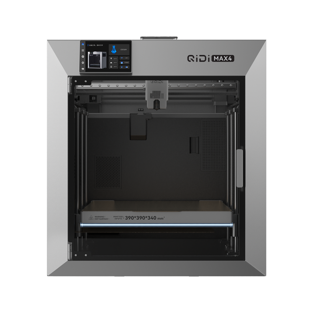 Impresora 3D QIDI Max4 Combo plateada con cámara calefaccionada y almacenamiento de filamento — vista 2