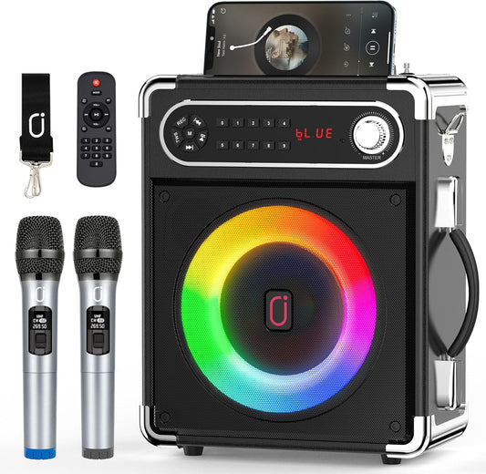 Máquina de karaoke JYX, con 2 micrófonos inalámbricos, (USADO).