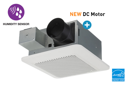 Extractor de aire para baño Panasonic, Pick-A-Flow, sensor de humedad.