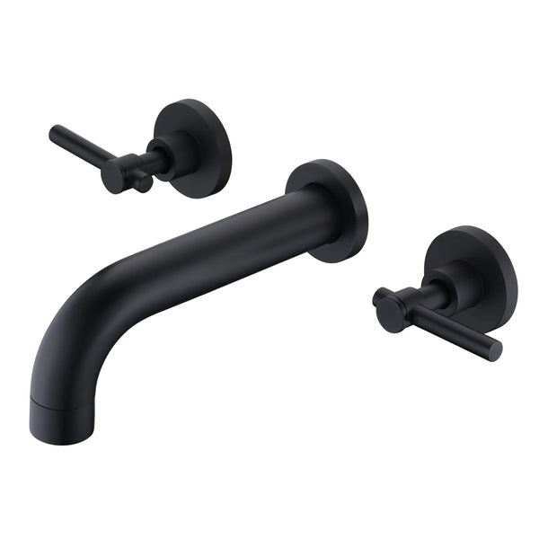 Grifo y llaves para bañera SUMERAIN, negro mate, montaje en pared.