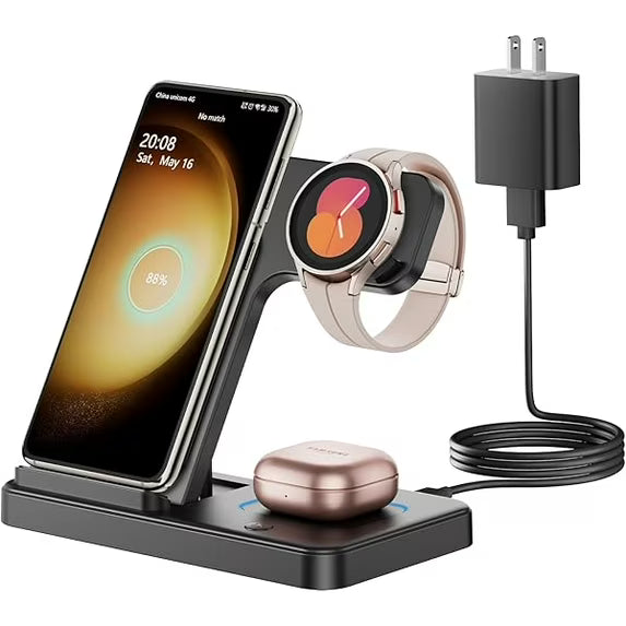 Estación de carga inalámbrica 3 en 1 plegable 15W